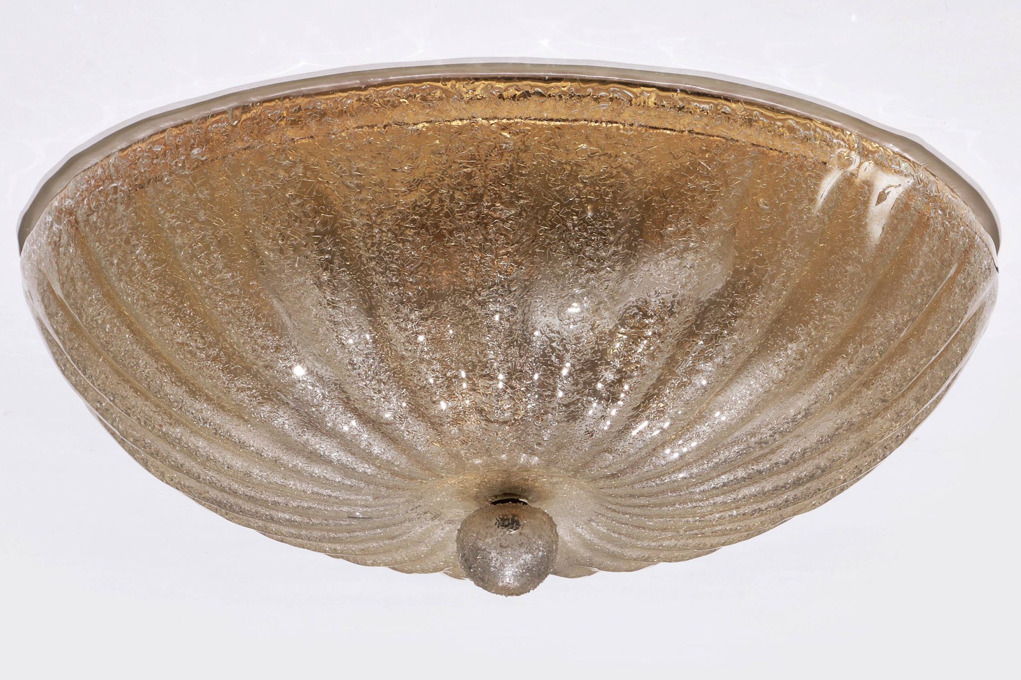 Plafonnier italien en verre de Murano avec détails dorés