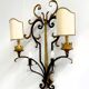 Vintage Florentine Wall Sconce XL in Forged Iron and Painted Sheet Metal – Black and Gold, 1970s