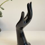 Handmade vintage black ceramic ring sizer vase