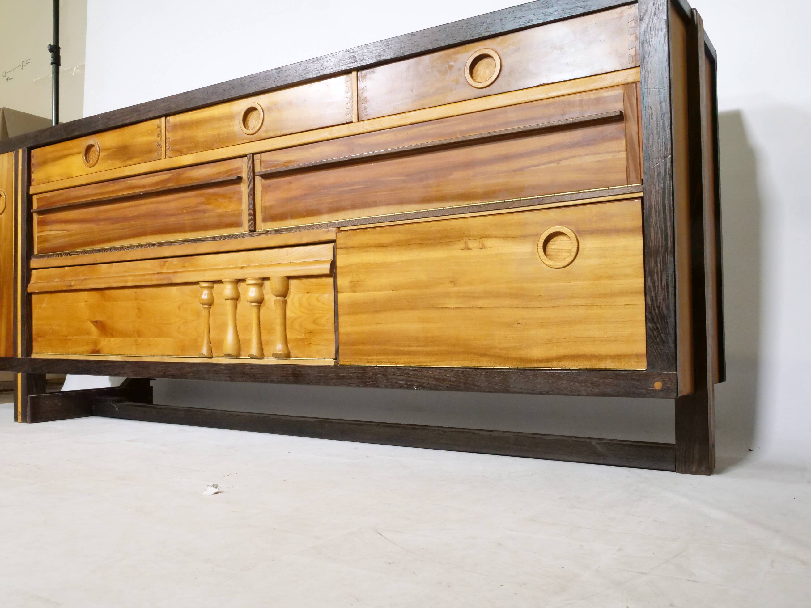 Handcrafted Solid Wood Sideboard in Wenge & Cherry, 1970 Vintage