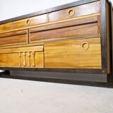 Handcrafted Solid Wood Sideboard in Wenge & Cherry, 1970 Vintage