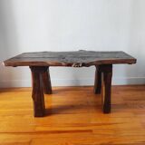 Vintage coffee table 50/60 brutalist oak and solid walnut