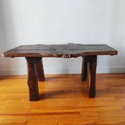 Vintage coffee table 50/60 brutalist oak and solid walnut
