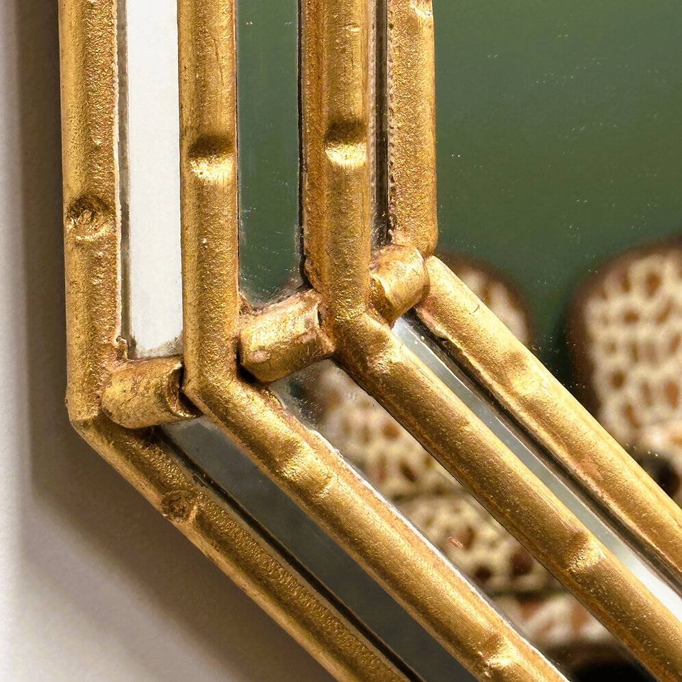 Vintage faux bamboo gilt mirror, 1980s.