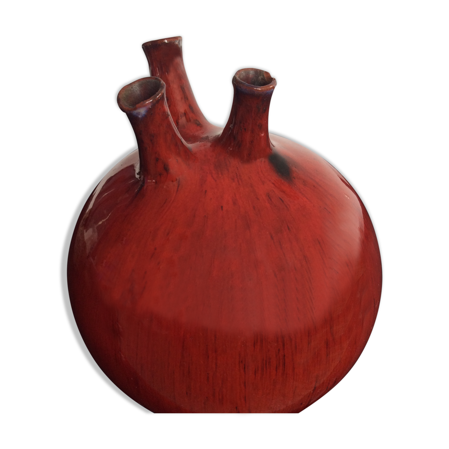 Vintage ball vase in enamelled ceramic