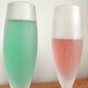 Lot of frosted bubble glass champagne flutes from Biot glassware.