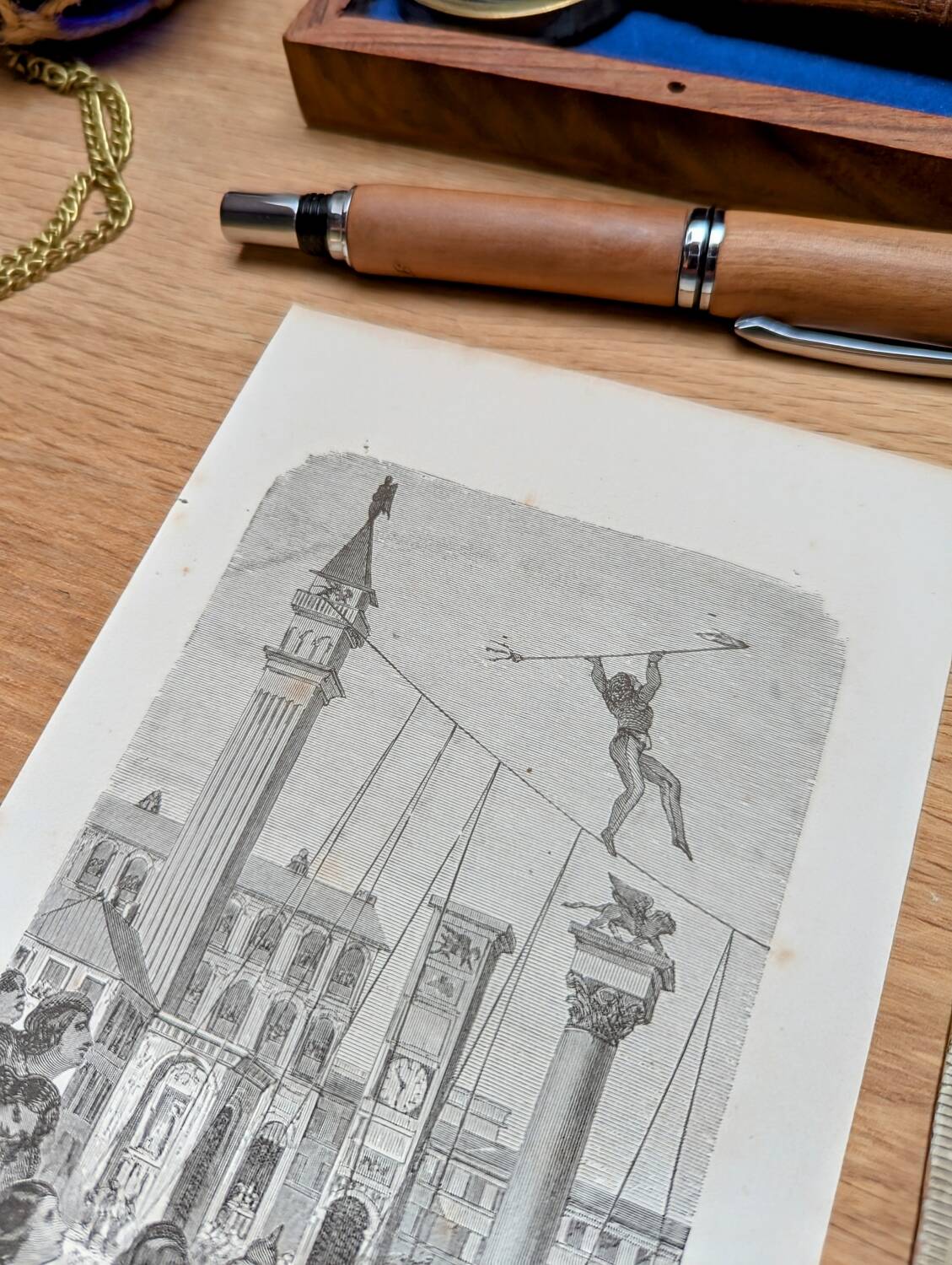 Printed in 1878, Rope Dancers in Venice, Italy.