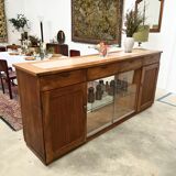 Double-sided counter in wood and pink marble (233 cm)