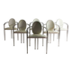 Postmodern dining chairs in steel and white leather, Belgium 1980s