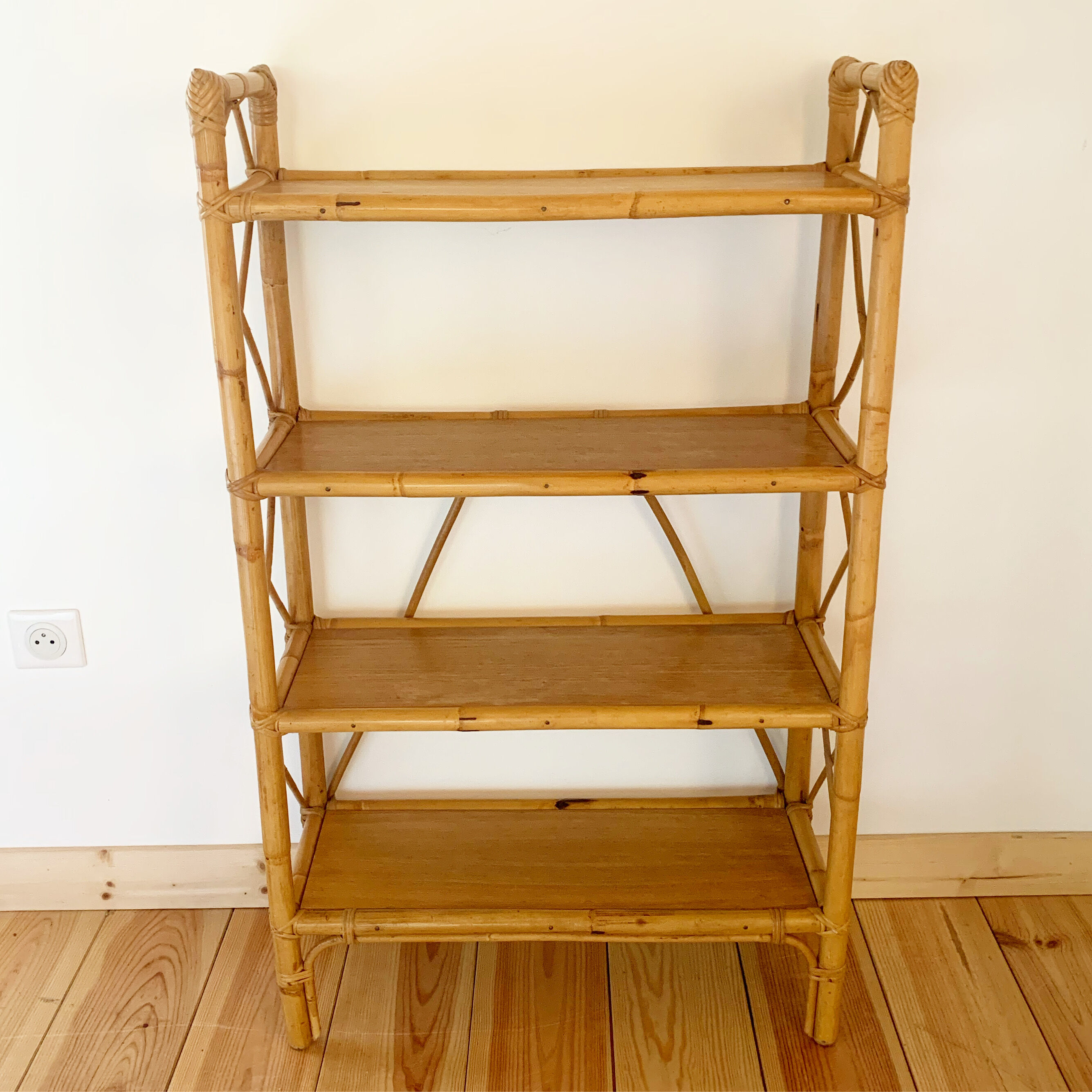 Vintage rattan stand shelf