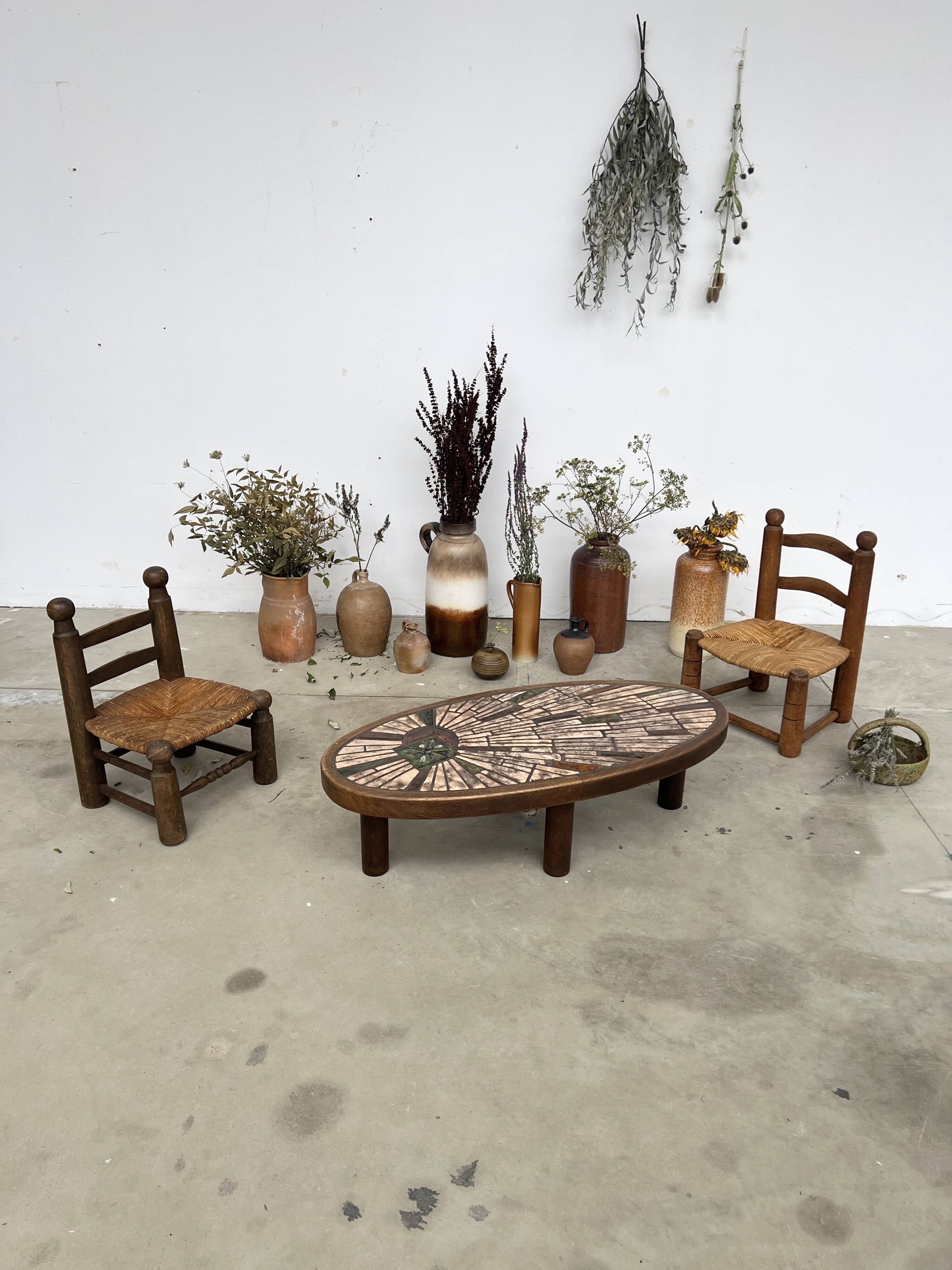 Vallauris oval ceramic coffee table