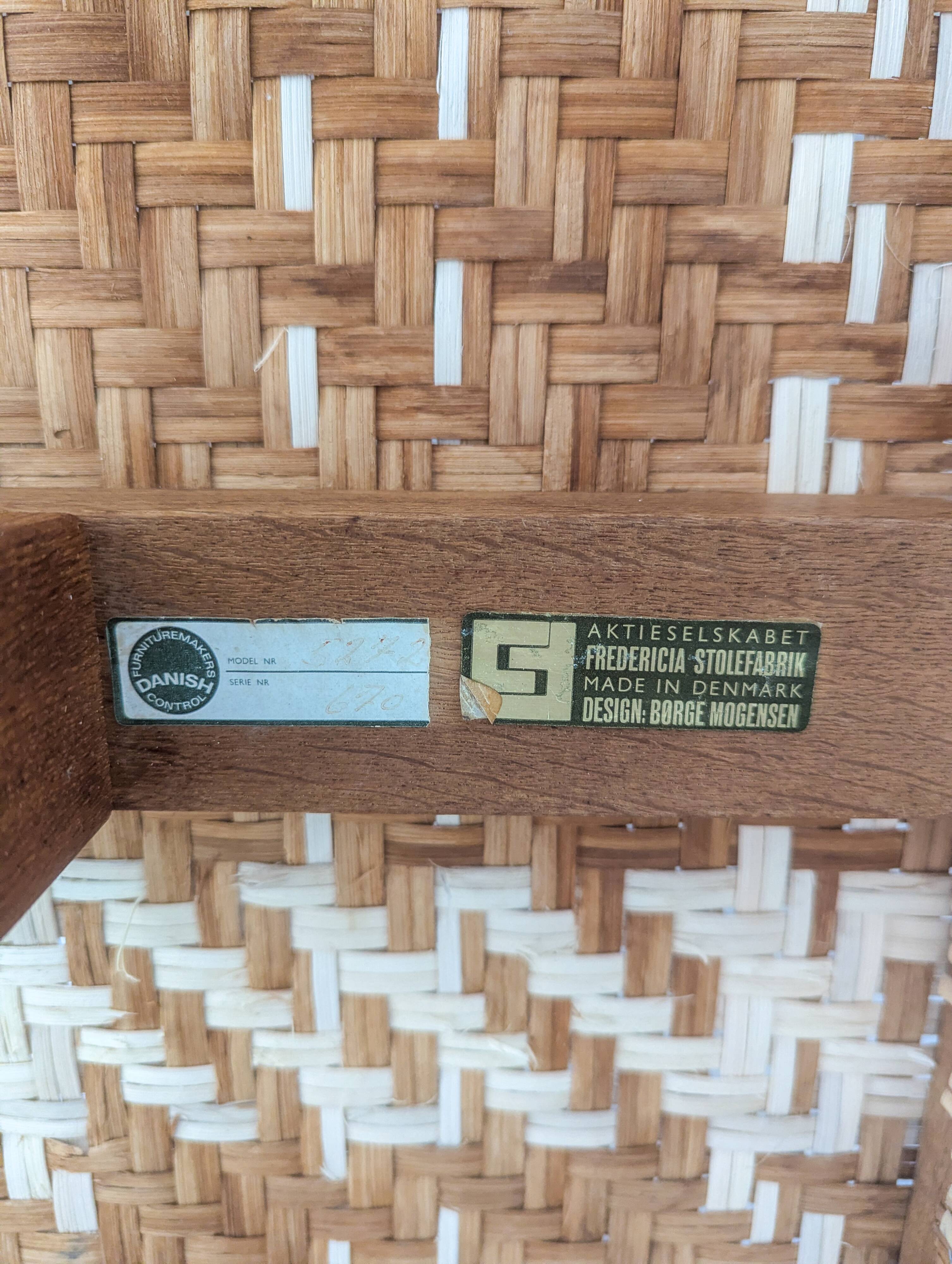 A vintage mid-century Danish Borge Mogensen 5272 rattan coffee table/bench