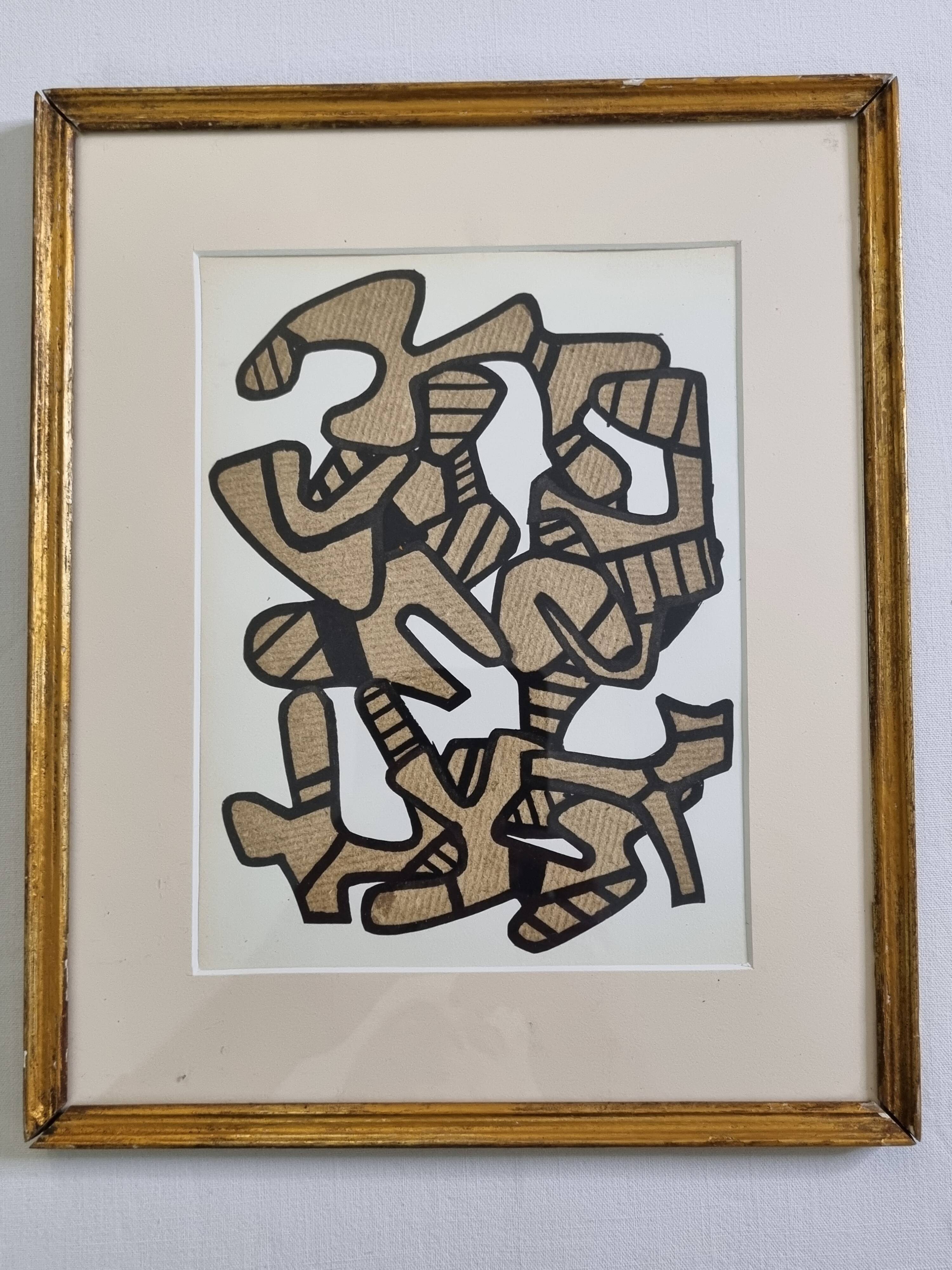 Screenprint after Jean Dubuffet framed under glass 25 cm by 30 cm