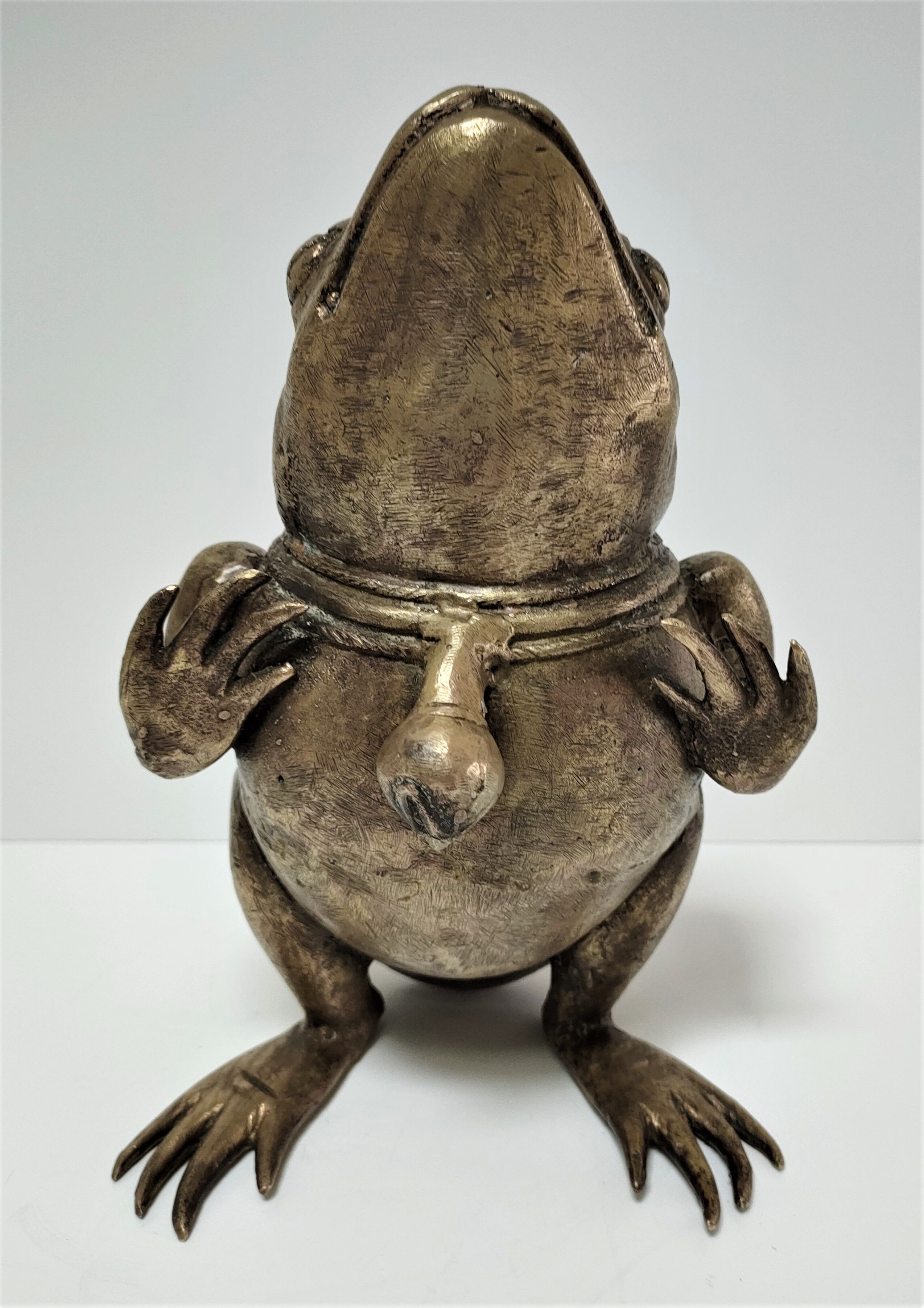 Patinated brass sculptural frog 60s