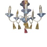Chandelier in metal and colored glass