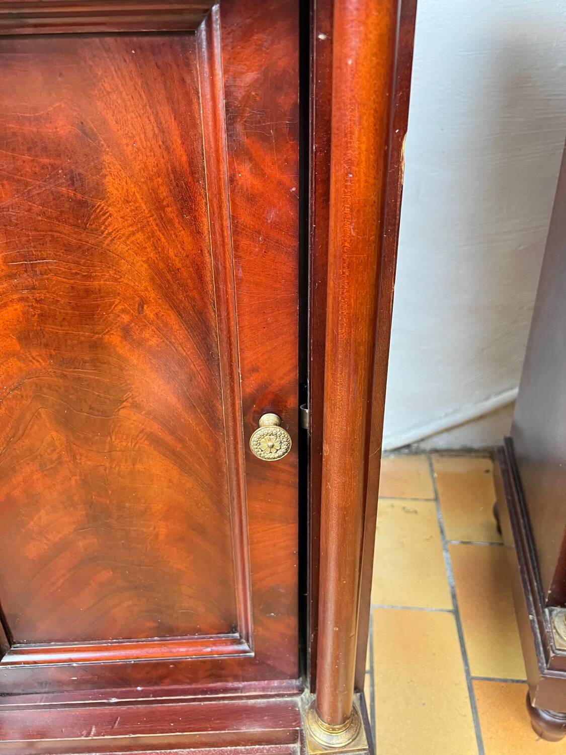 Pair of Napoleon III bedside tables in mahogany and marble
