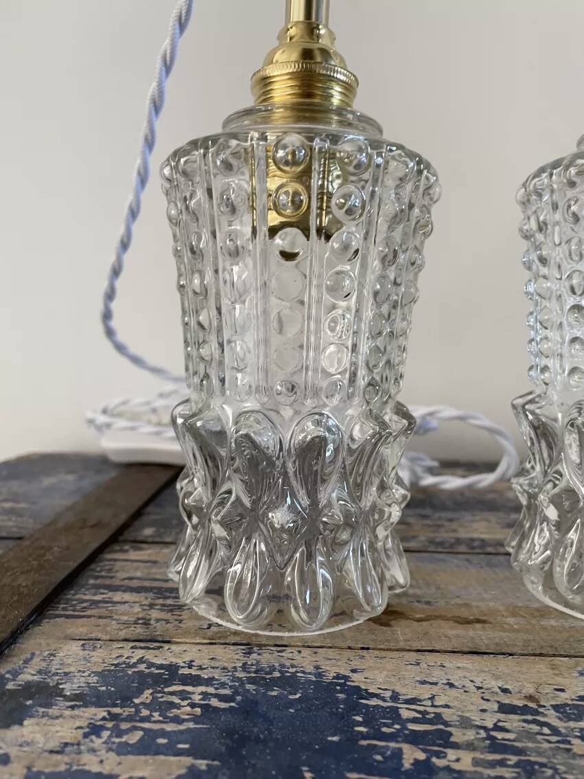 Lot de deux baladeuses en verre scandinave