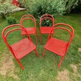 Set of 4 folding chairs in metal 70s