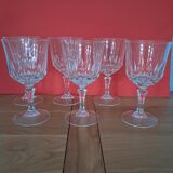 6 crystal water glasses from Arques, Germain model.