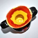 VALLAURIS ceramics Black and red enamelled vase with handle VINTAGE 1950-1960