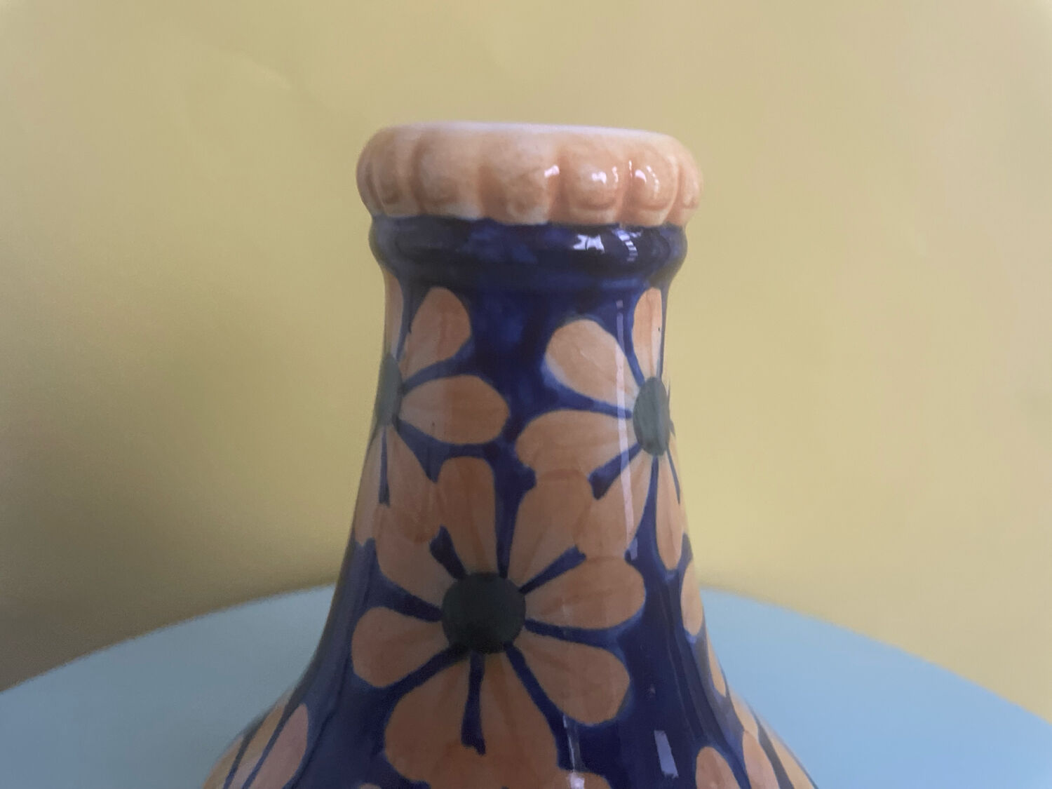 Danish crackle vase signed Copenhagen Denmark 401/449 – floral decoration p