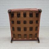 1950s, Danish armchair, salmon pink furniture velour, oak wood.