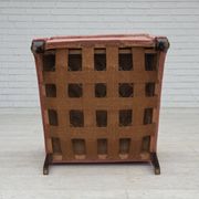 1950s, Danish armchair, salmon pink furniture velour, oak wood.