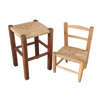 Stuffed stool and chair
