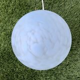 Lampe oeuf Domec Luminaires, en verre bleu moucheté, 1970