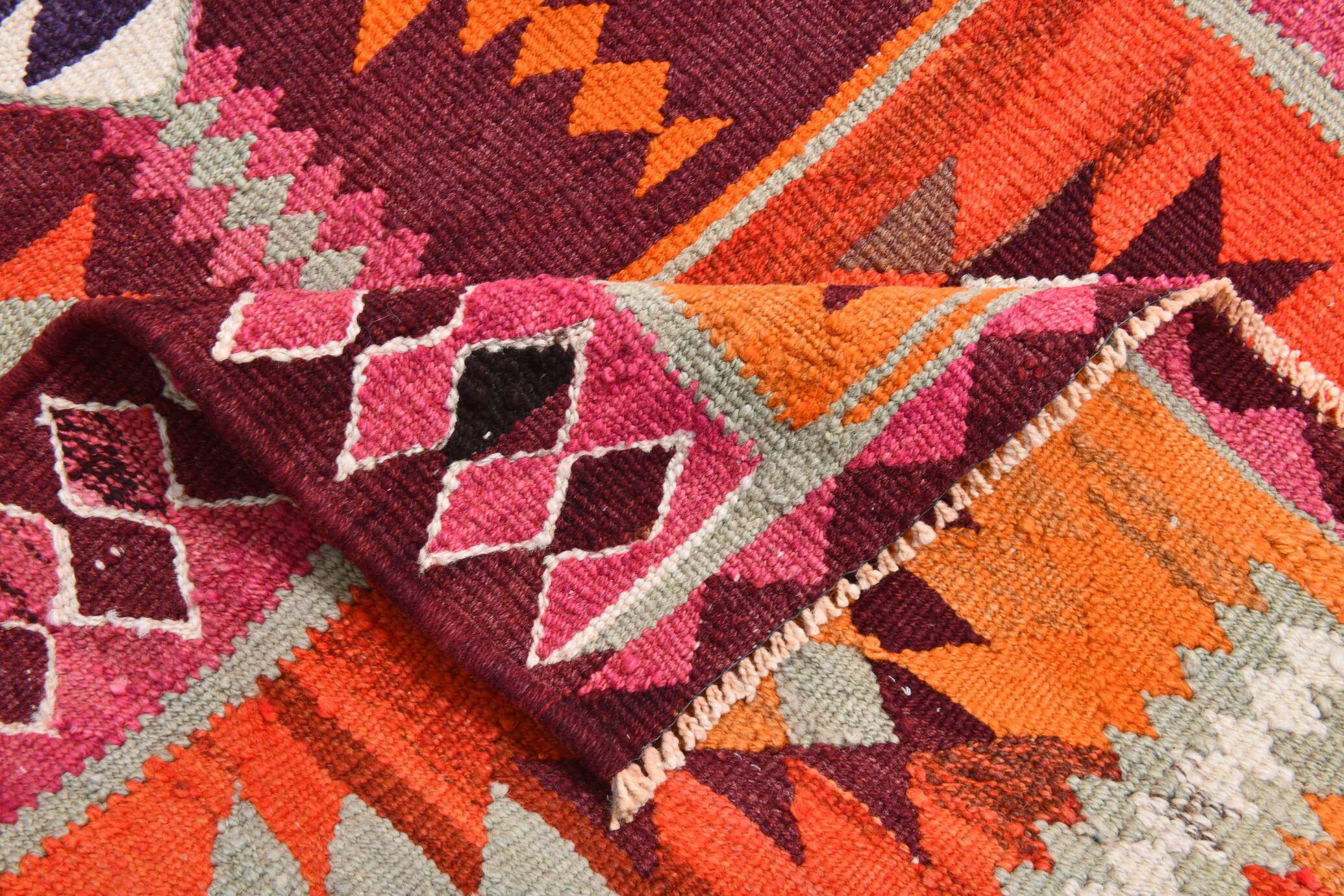 3x11 Pink Brown Vintage Kilim Runner Rug, 104x328Cm
