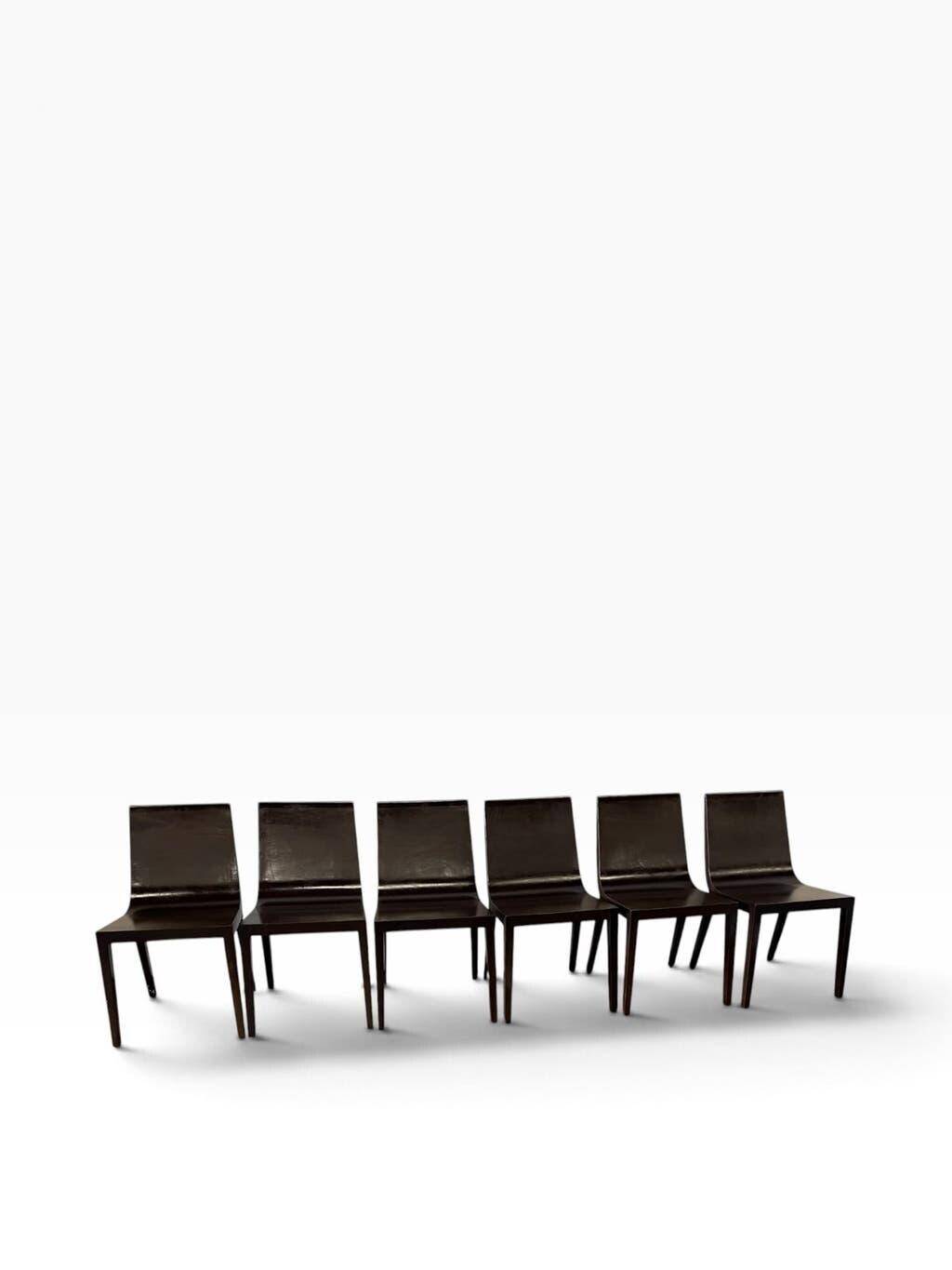 Set of 6 vintage curved wooden chairs