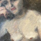 Melancholic female nude, in a sculpted baroque frame