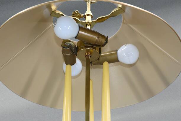 Empire Style Solid Bronze Bouillotte Lamp with Sheet Metal Shade