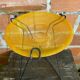 Antique Tripod Side Table Black Metal & Yellow Glass Bowl Years