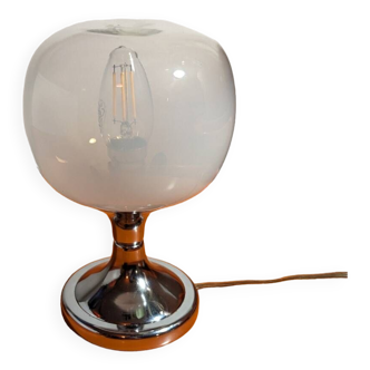 Lampe à poser en chrome et verre