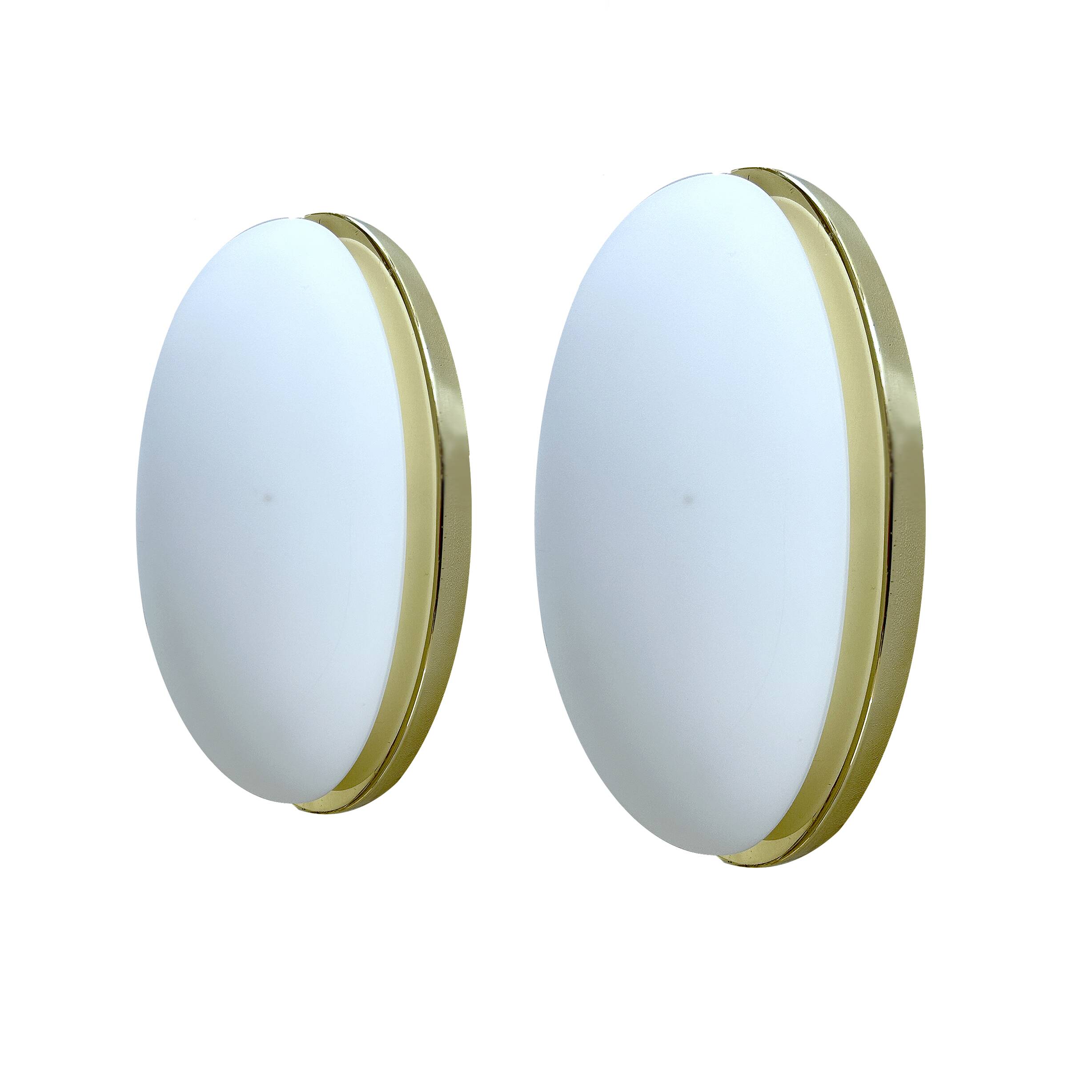 Pair of Vintage Limbourg Wall Lights, Brass Glass