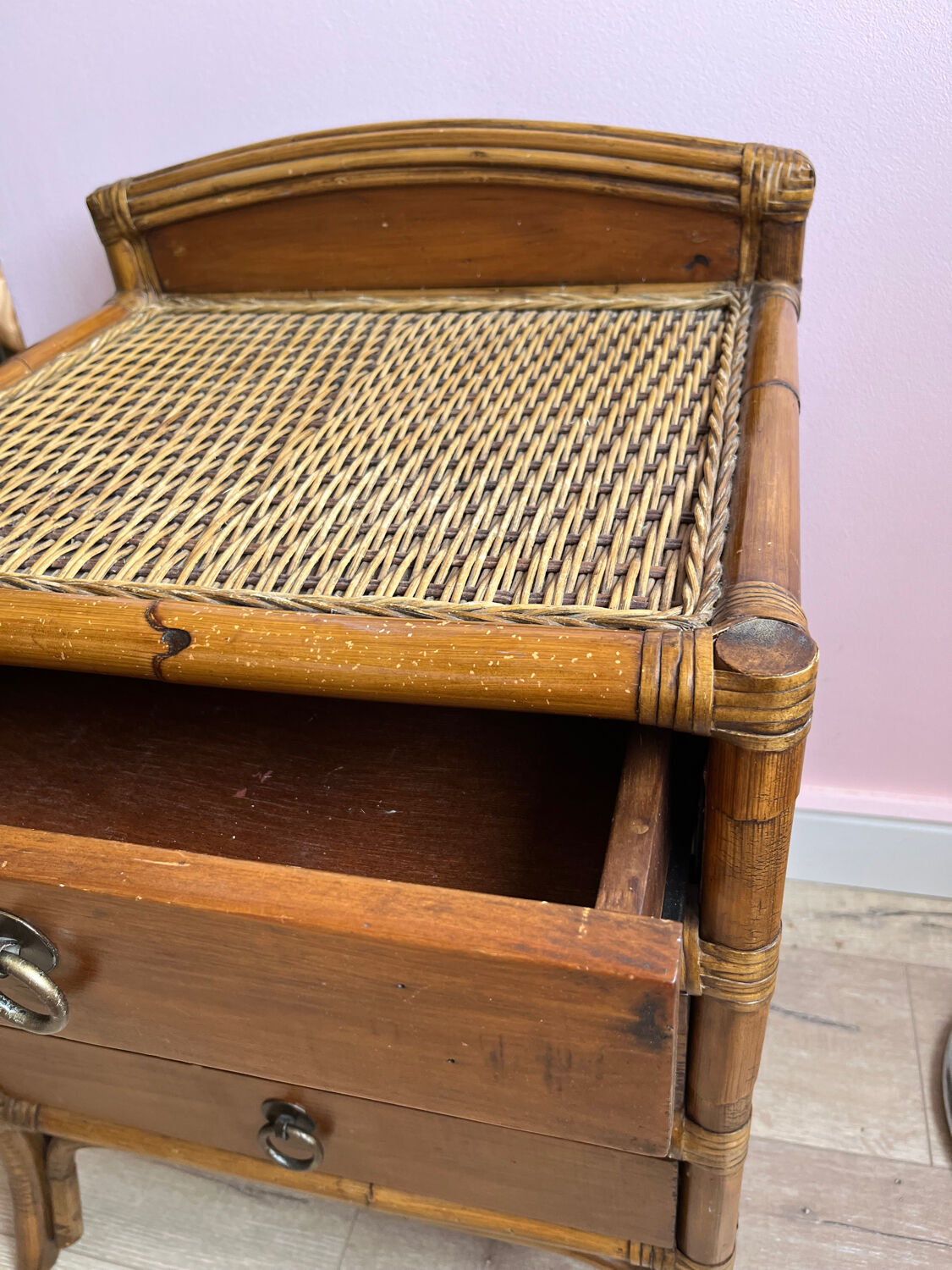Wicker rattan chest of drawers