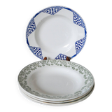 Lot of 5 mismatched soup plates Saint Amand and Moulins des Loups 1930