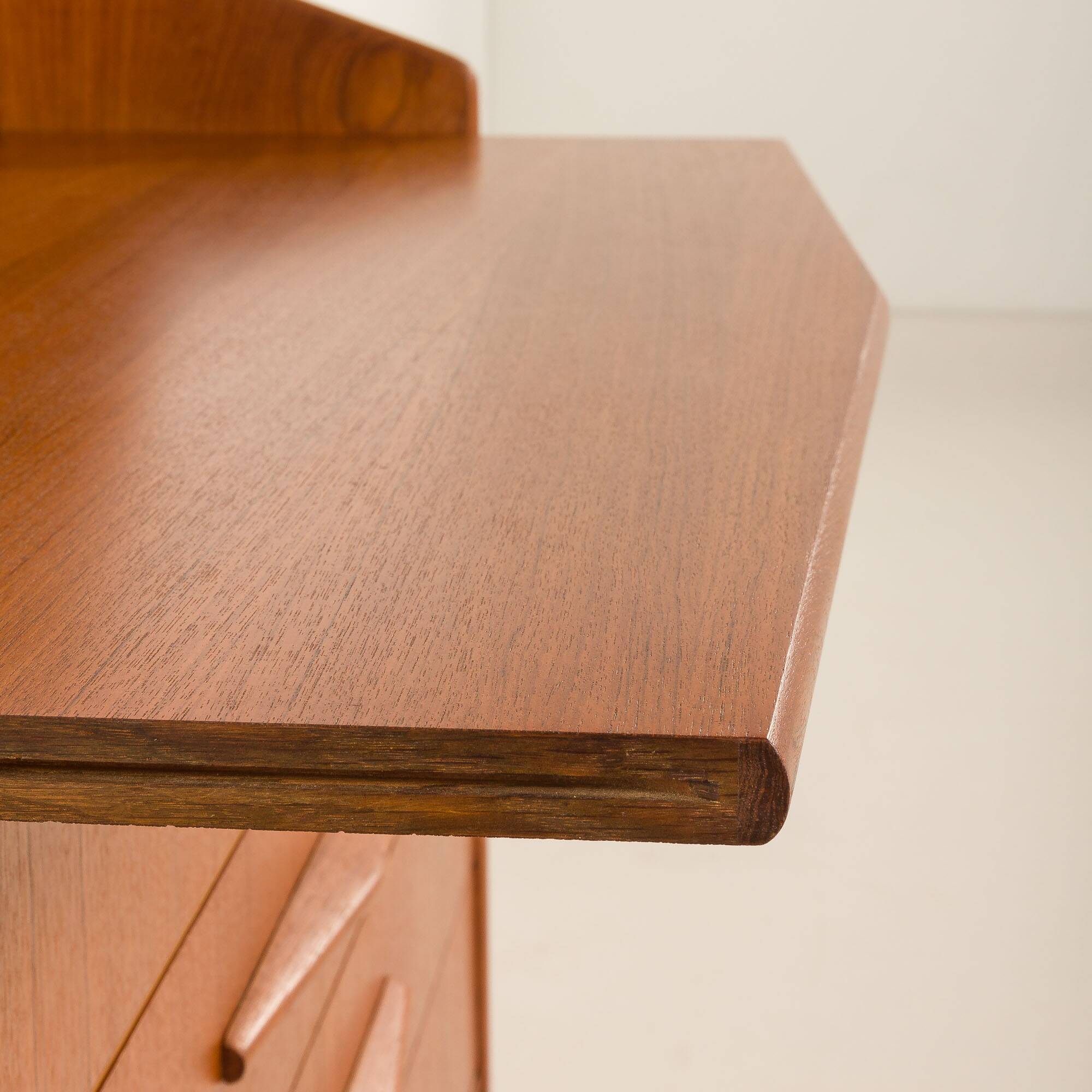 Danish teak mid century modern secretaire cabinet with a desk and vanity