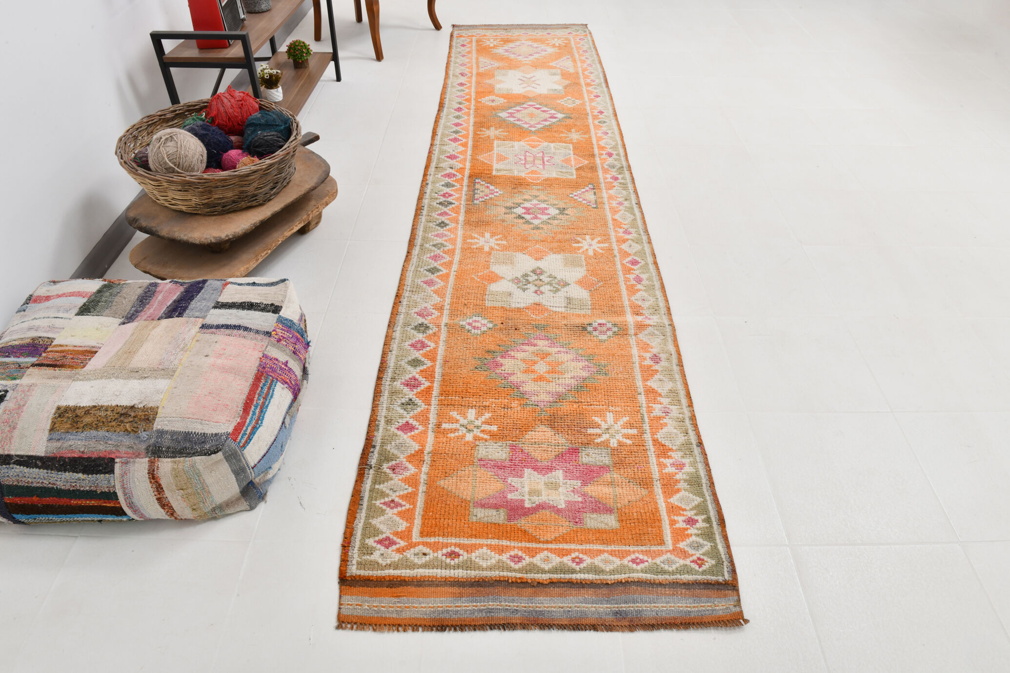 3x13 vintage modern runner rug, 87x391cm