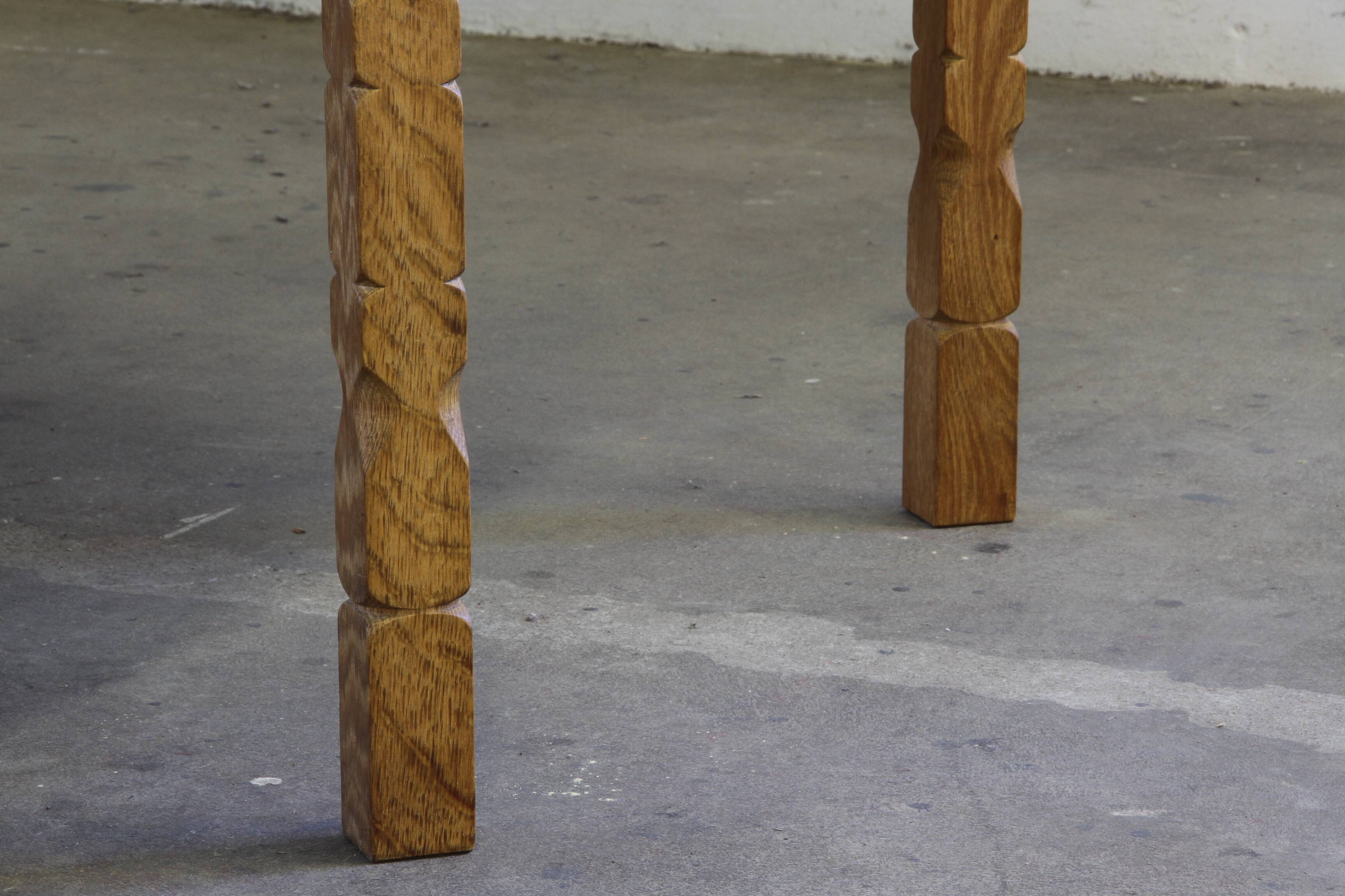 1960s vintage brutalist Danish extending oak dining table style Henning Kjærnulf