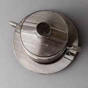 Blanc Porcelaine with Silver-Plated Lid Monopoli Italy 1950s Mid-Century Sugar Jam Bowl
