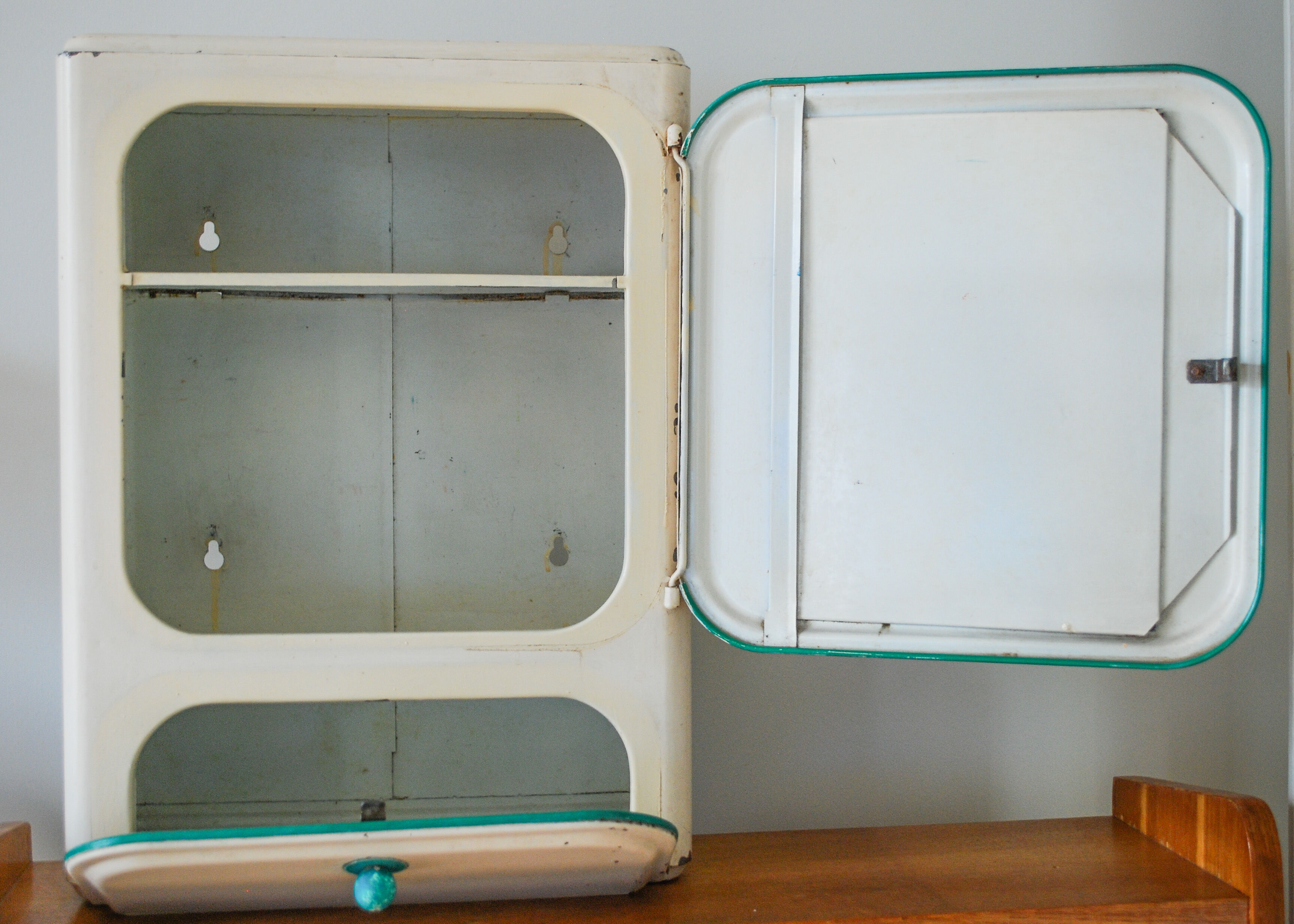 Cabinet to pharmacy or metal toilet