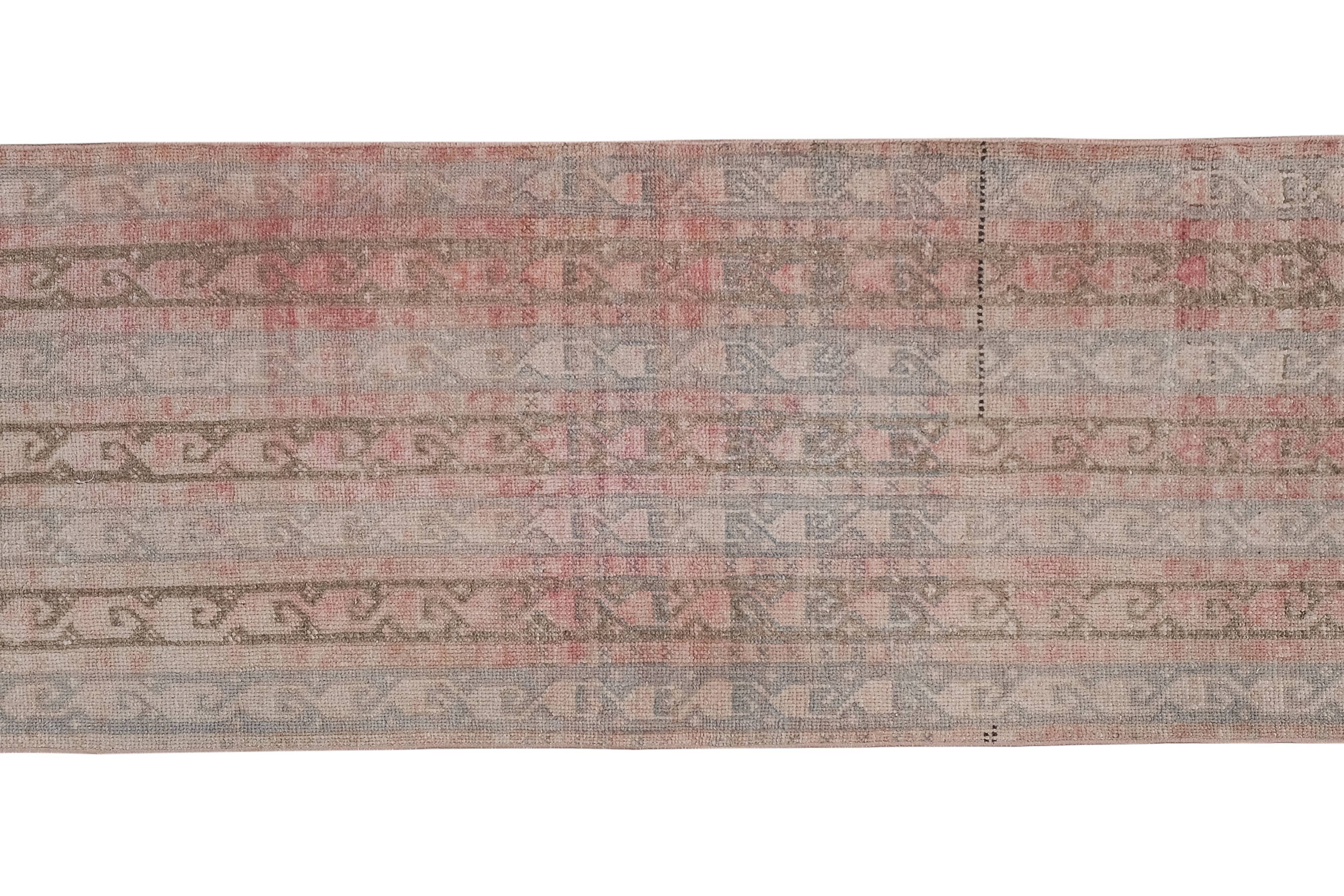 Vintage Turkish rug from Oushak, hand-woven 75x230 cm