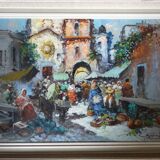 Neapolitan market scene, Oil on canvas 81 x 61 by Giovanni GUIDOTTI