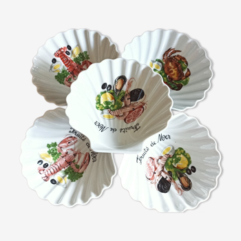 5 coupelles de service en porcelaine par l'Hirondelle