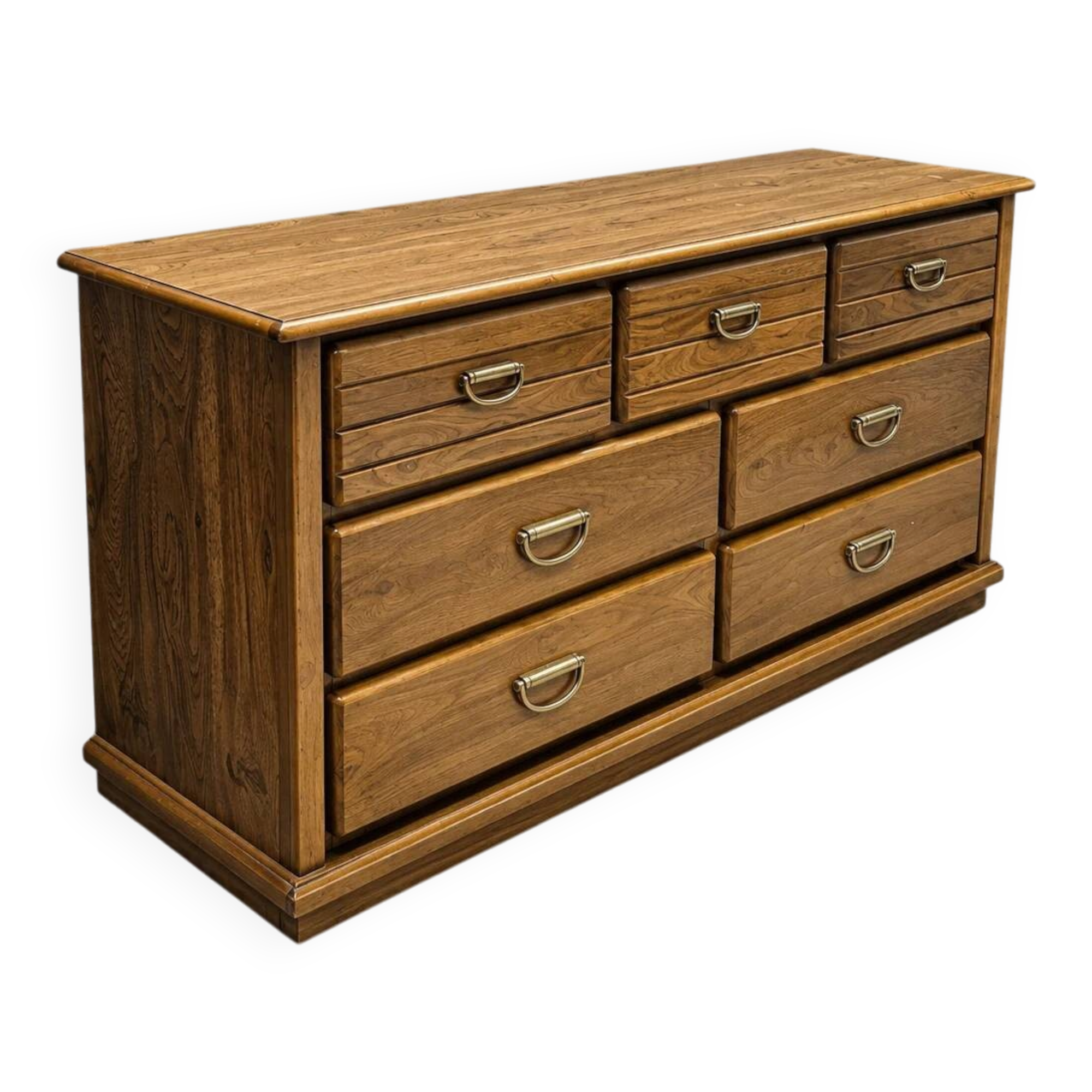 Oak wood dresser with 7 drawers by Florida Furniture Industries / 1980s /