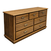 Oak wood dresser with 7 drawers by Florida Furniture Industries / 1980s /