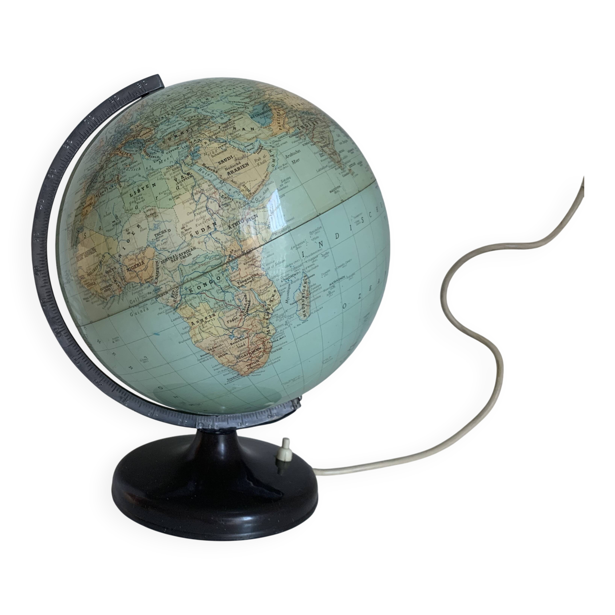 Globe vintage 1960 terrestre lampe Süd-west verlag Munchen  - 34 cm