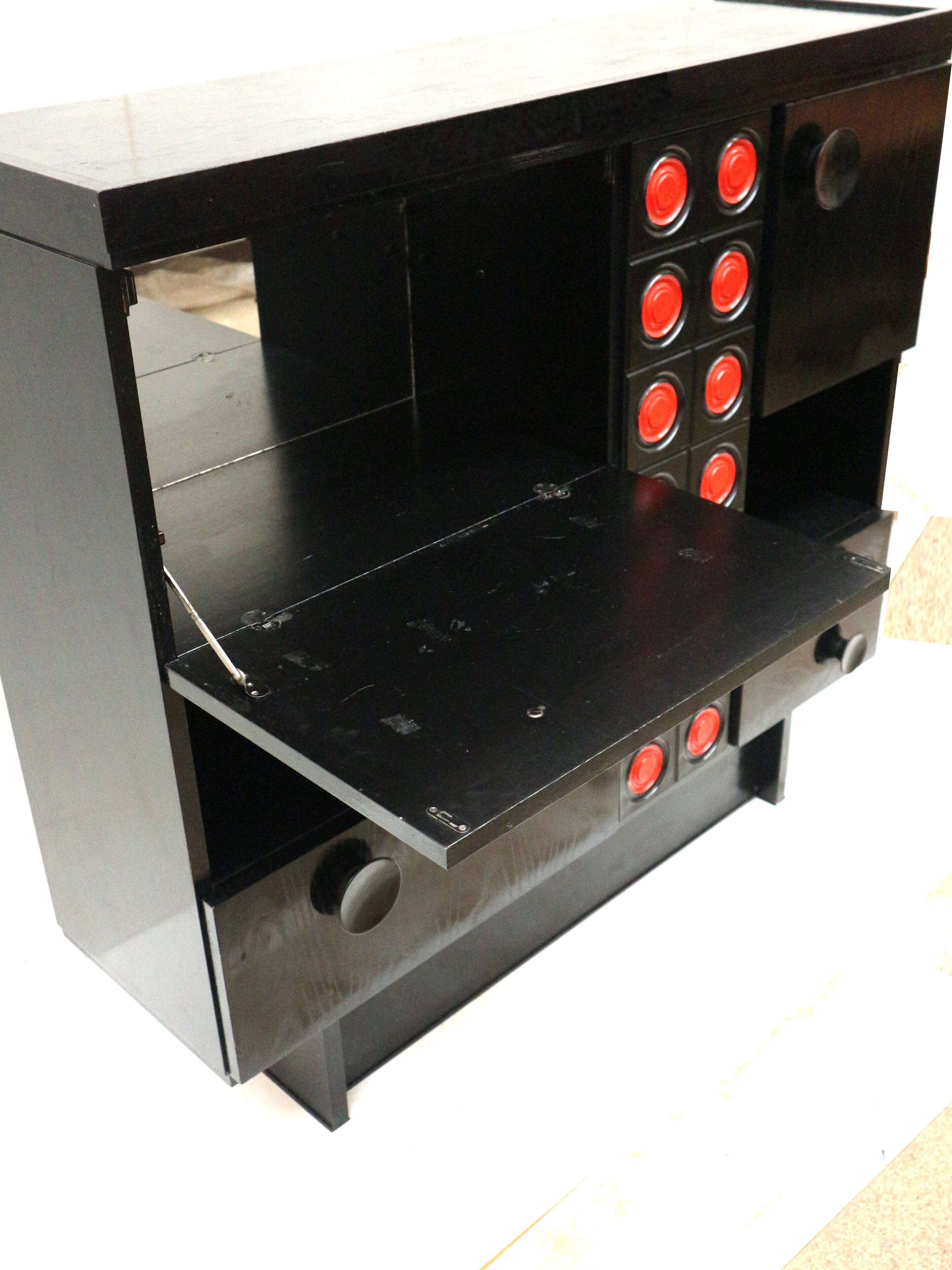 Vintage black Brutalist bar cabinet / sideboard